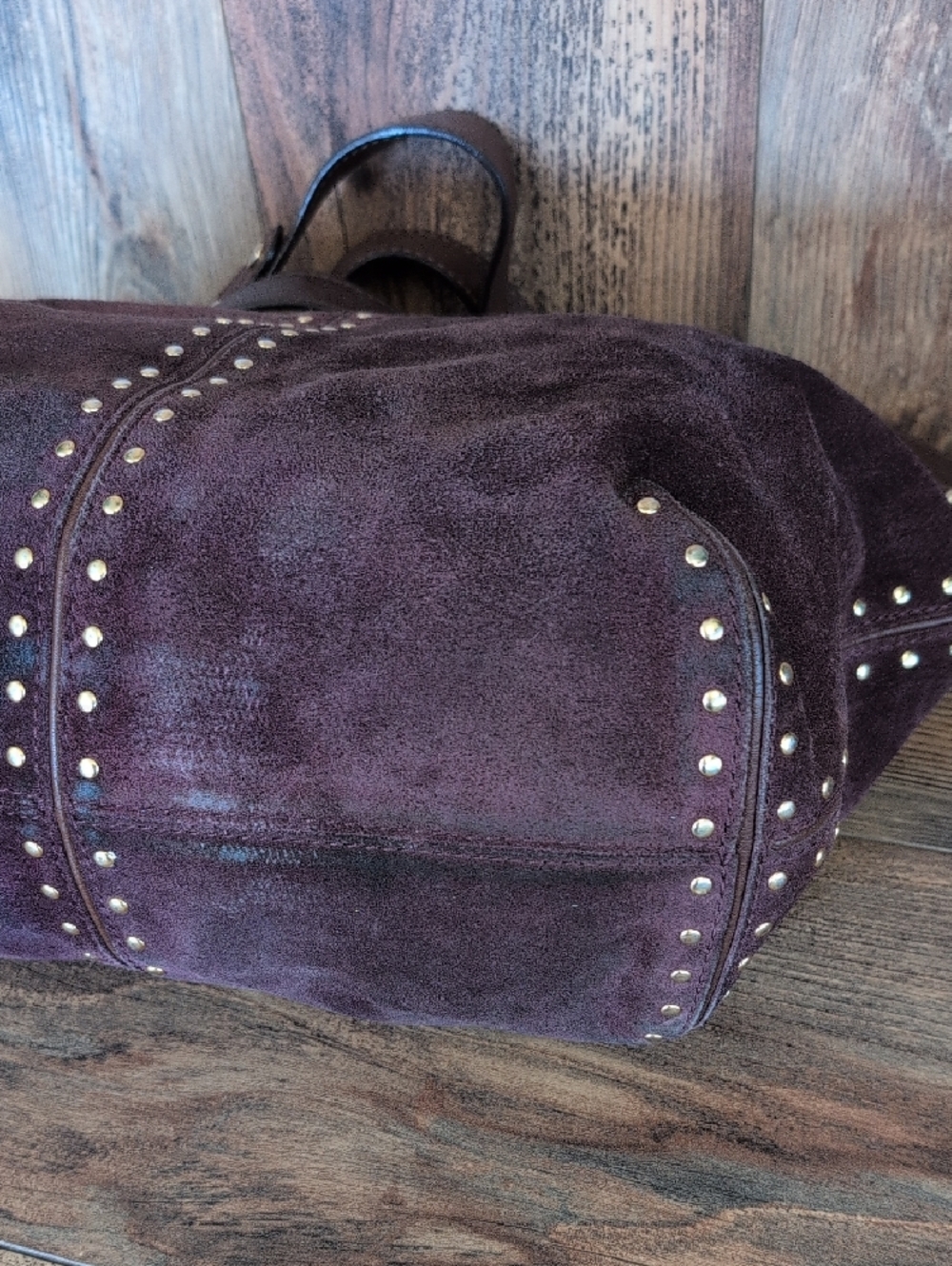 Michael Kors Astor Purple Suede Studded Hobo Shoulder Bag                   M352 - Picture 5 of 14